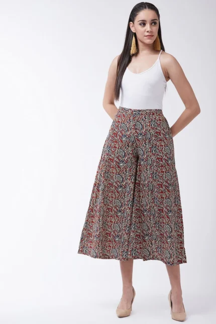 Maroon Printed Kalamkari Handloom Palazzo