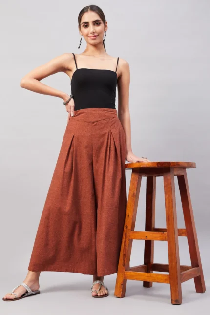 Rust Smart Casual Beautiful Hot Handloom Palazzo