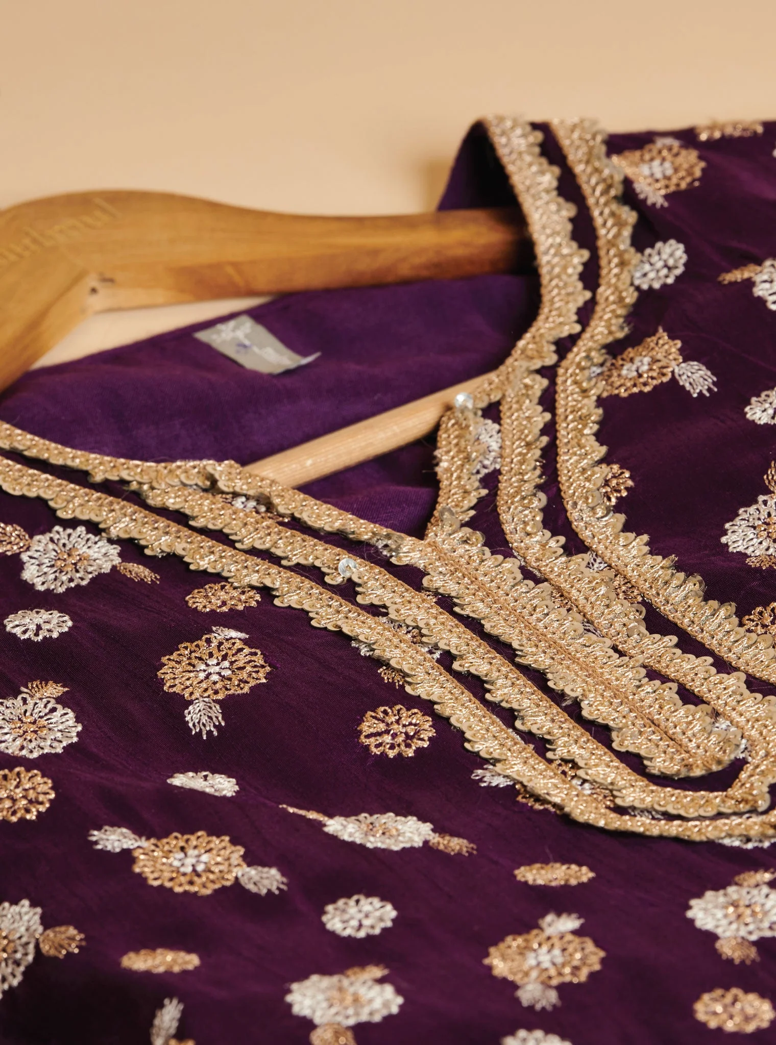 Surkh Silk Purple Kurta with Lehenga Set - Image 8