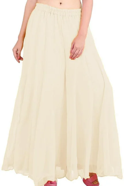 Women Flared Red Georgette Trousers