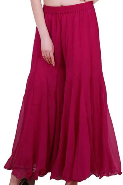 Women Flared Yellow Georgette Trousers