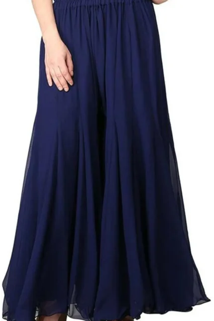 Women Flared Red Georgette Trousers