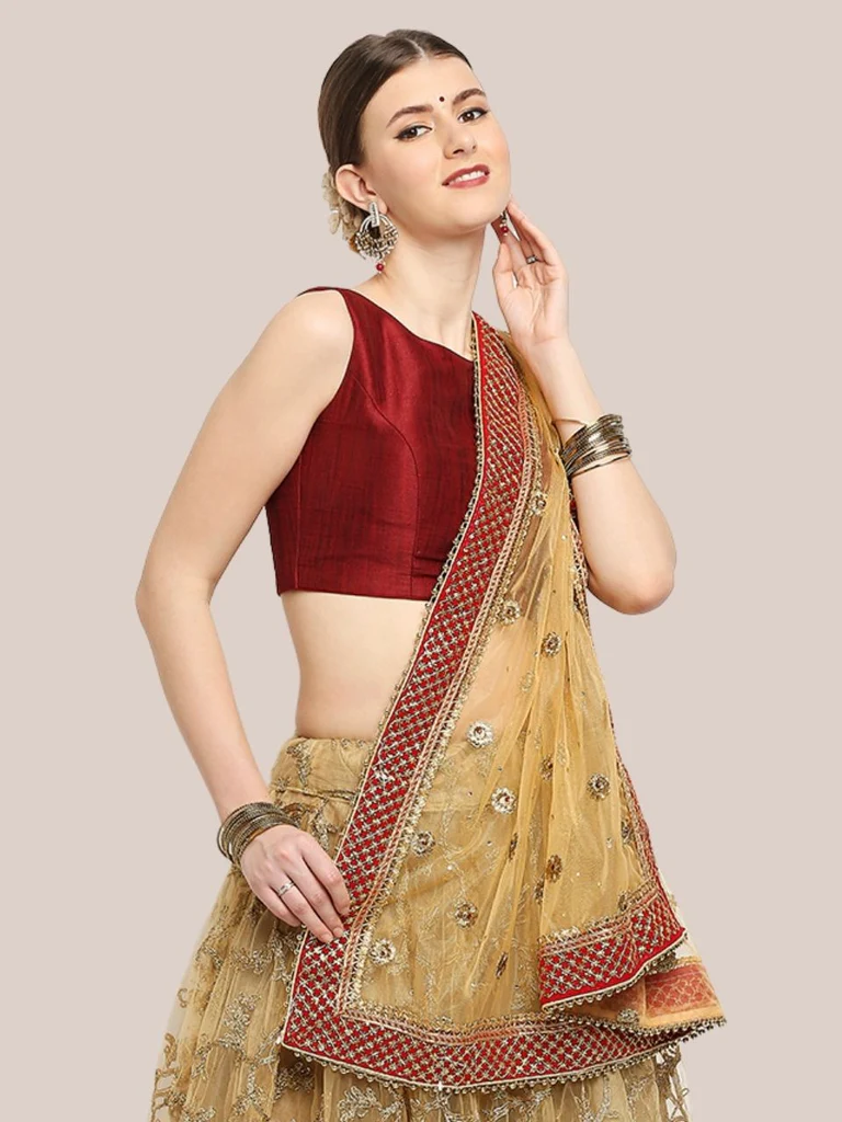 Embroidered Bridal & Wedding Wear Net Dupatta - Image 3