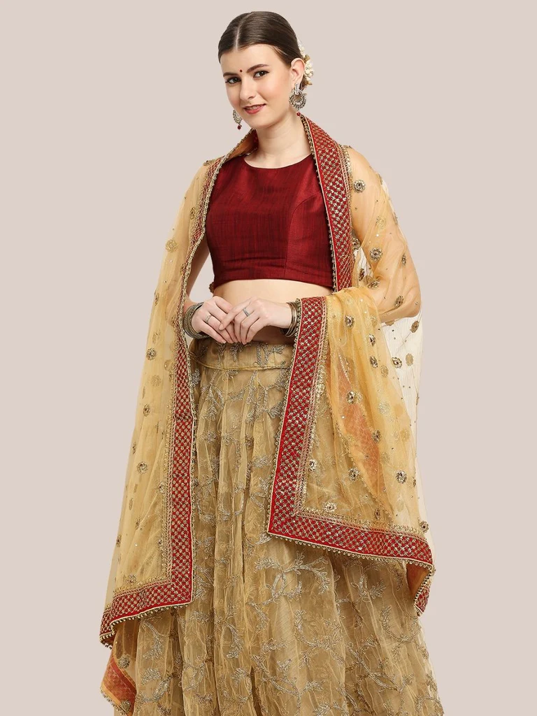 Embroidered Bridal & Wedding Wear Net Dupatta - Image 4